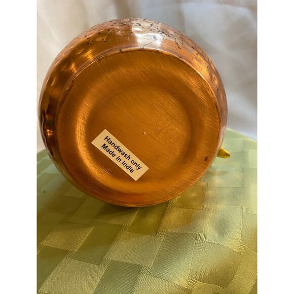 Hammered Copper Shiny Pitcher Vase BrassHandle Decorative Only. 6 inch tall VGUC - Picture 8 of 15